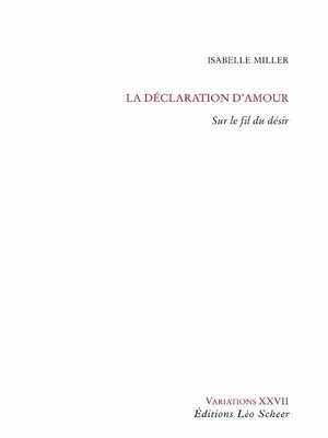 cover image of La déclaration d'amour